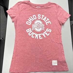 Ohio State Buckeyes Womens Red Size Large Short Sleeves Graphic Tee Retro Brand